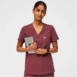 FIGS Dark Cherry Catarina scrub top
